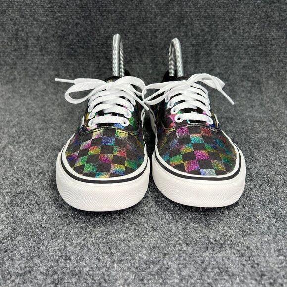 Vans Authentic Sneakers Women's SIze 8 Rainbow Checkerboard Low Lace Skate Shoes - Picture 2 of 11